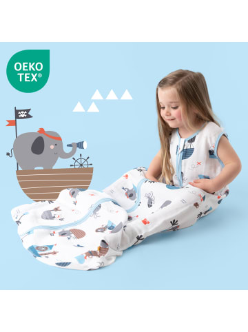 Schlummersack Musselin Babyschlafsack, 0.5 TOG in Hellblau-Rot