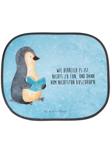 Mr. & Mrs. Panda sonnenschutz Pinguin Buch mit Spruch in Eisblau