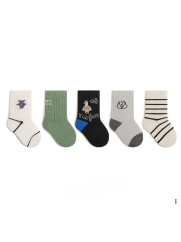 MUNADUNA 5er-Pack Kindersocken mit verspieltem Bärenmotiv