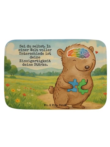 Mr. & Mrs. Panda Badezimmer Matte Bär Autismus Design mit Spruch in Weiß