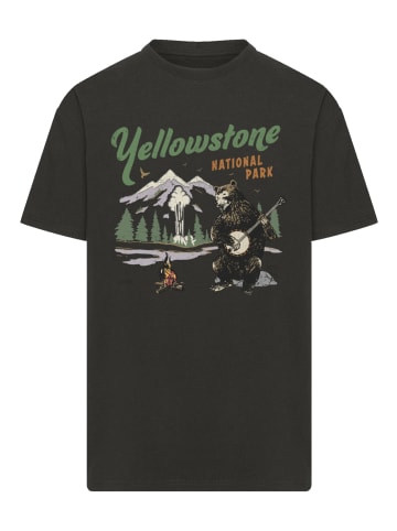 F4NT4STIC Oversize T-Shirt US National Parks Yellowstone Bear Playing Banjo in schwarz