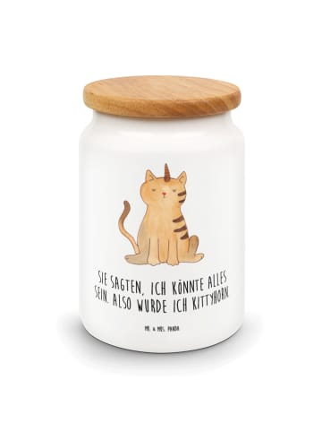Mr. & Mrs. Panda behälter Einhorn Katze mit Spruch in Weiß