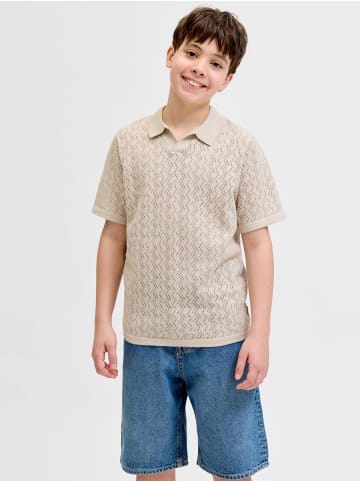 JACK & JONES Junior Gestricktes Polo in Feather Gray