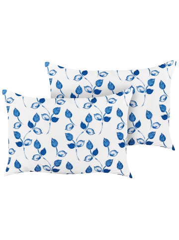 Beliani 2er-Set Gartenkissen TORBORA in Weiß/Blau