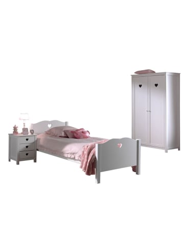 58 aufm Kessel KINDERZIMMER Kamila weiß aus MDF mit Bett, Schrank und Nachtkonsole