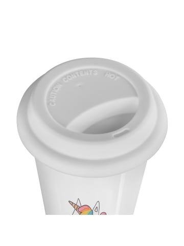 Mr. & Mrs. Panda ToGo Kaffeebecher Einhorn Herz ohne Spruch in Weiß