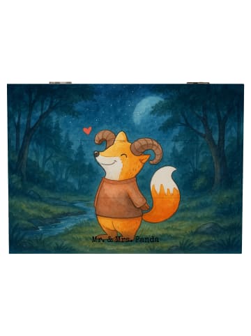 Mr. & Mrs. Panda Holzkiste Widder Astologie Design ohne Spruch in Weiß