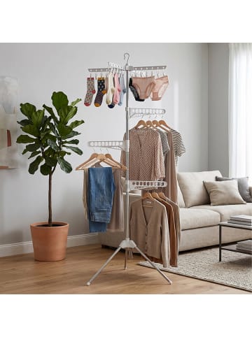 relaxdays Wäscheständer Kleiderbügel in Silber/ Weiß - (B)59 x (H)170 x (T)59 cm