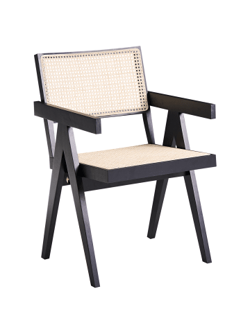 Beliani Esszimmerstuhl WESTBROOK in Naturfarben/Schwarz - (W) 55 x (H) 85 x (L) 58 cm