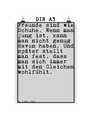 Mr. & Mrs. Panda Plakat Freunde sind wie Schuhe.... mit Spruch in Weiß
