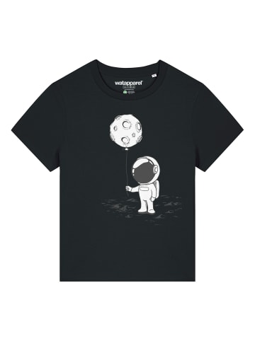 wat? Apparel T-Shirt Kleiner Astronaut mit Luftballon in Schwarz