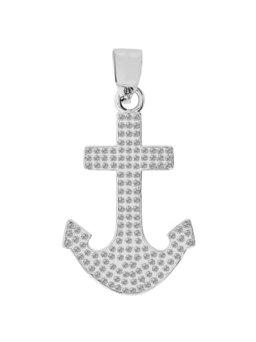 Adeliás Damen Anhänger Anker aus 925 Silber mit Zirkonia in silber