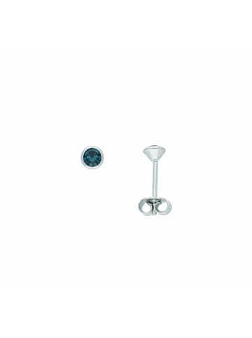 Adeliás Damen 925 Silber Ohrringe / Ohrstecker mit Zirkonia Ø 3 mm in blau