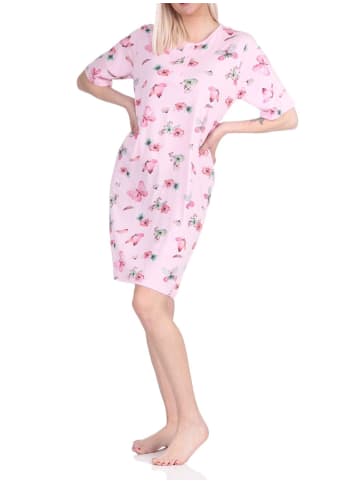 NORMANN Kurzarm Nachthemd Schmetterlingsprint 125 214 212 in rosa