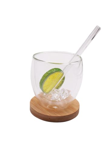 LA VAGUE SMOOTHIE PETITE wiederverwendbares glastrinkhalm-set in transparent