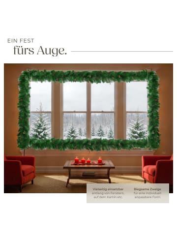 tectake Weihnachtsgirlande, mit Schlaufe zum Aufhängen, naturgetreu, 270 cm