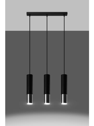 Nice Lamps Hängeleuchte LONGBOT 3L Schwarz/Chrome (H)90cm (L)45cm (B)6cm