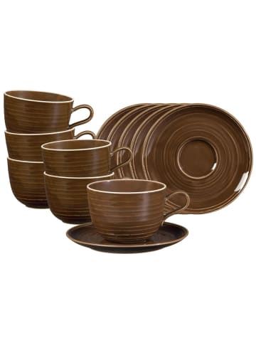 Seltmann Weiden 6er Set Milchkaffeetassen mit Untertassen Terra 400 ml in Erdbraun