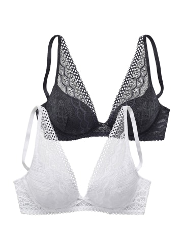 PETITE FLEUR Push-up-BH in schwarz+weiß