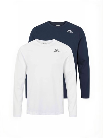 Kappa T-Shirt KMLogo in White-Navy Blue