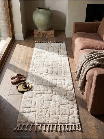 KADIMA DESIGN Hochflor-Teppich Kuschelig MARA Geometrisch Weich Berber Wohnzimmer in Natur