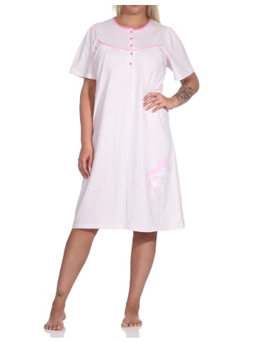 NORMANN kurzarm Nachthemd Knopfleiste am Hals - 79226 in rosa