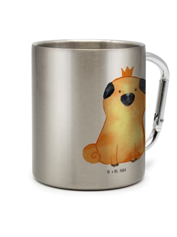 Mr. & Mrs. Panda Thermo Kaffeebecher Mops Krone ohne Spruch in Silber