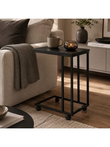 SCENA LIVING Beistelltisch mit Rollen für optionalen Anbau in Schwarz, 50 x 61 x 35 cm