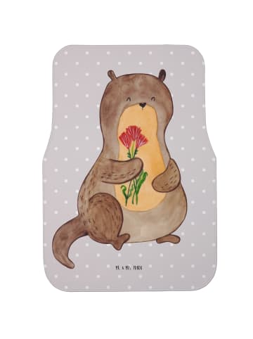 Mr. & Mrs. Panda Fußmatte Fürs Auto Otter Blumenstrauß ohne Spruch in Grau Pastell