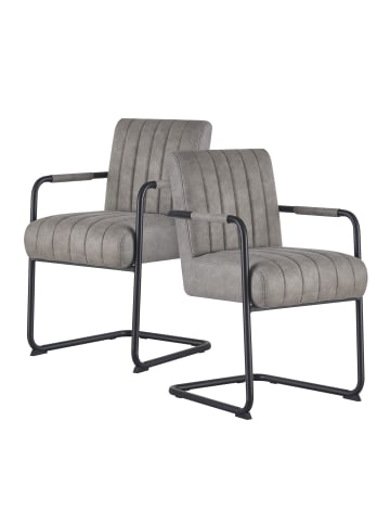 DUBI Möbel 2er-Set: Esszimmerstuhl BEN in Wildleder-Grau - (B)53 x (H)87 x  (T)62 cm
