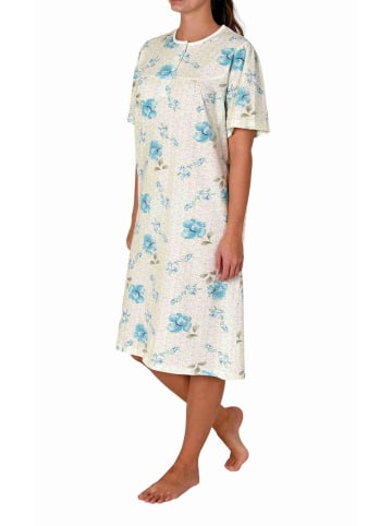 NORMANN Kurzarm Nachthemd Knopfleiste am Hals - 80117 in türkis