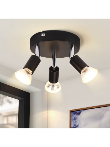 ZMH Deckenleuchte in Schwarz 3-flammige GU10 Rund Metall Deckenspots