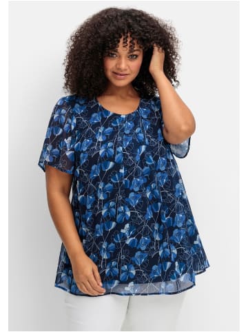 sheego Chiffontunika in marine gemustert