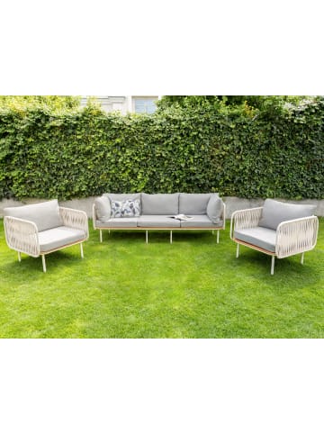 Beliani 3-tlg Lounge Set SENISE in Grau/Weiß/Heller Holzfarbton