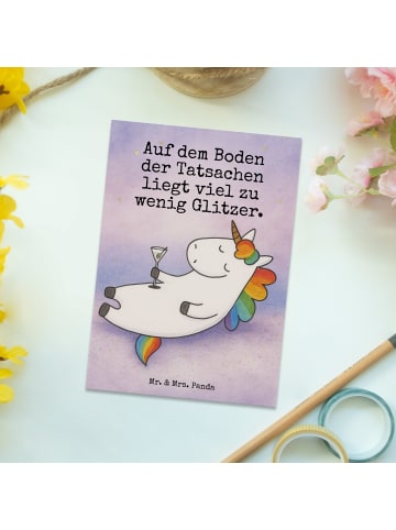 Mr. & Mrs. Panda Postkarte Einhorn Blümchentail Design mit Spruch in Weiß