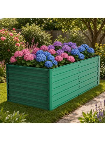 ABRIHOME Hochbeet in Grün 190x90x64 cm Metall offener Boden für Garten Terrasse