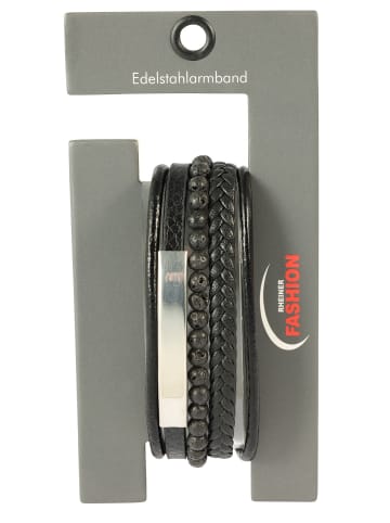 Adeliás Herren Armband – Lederarmband aus Leder 23 cm in schwarz