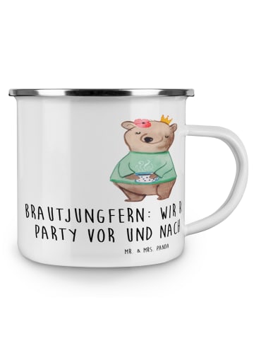 Mr. & Mrs. Panda Camping Emaille Tasse Brautjungfern Party mit S... in Transparent