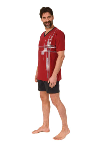 NORMANN Shorty Schlafanzug kurzarm Pyjama Frontprint Übergrösen in rot