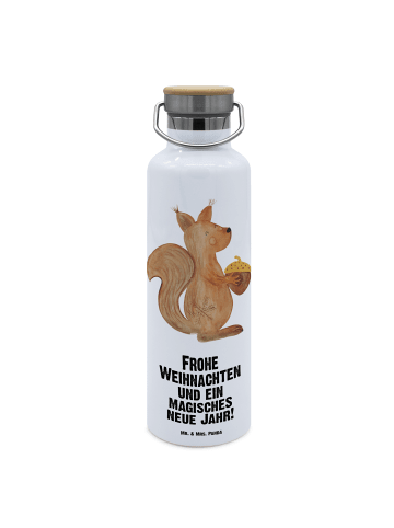 Mr. & Mrs. Panda Sportflasche Eichhörnchen Weihnachten mit Spruch in Weiß