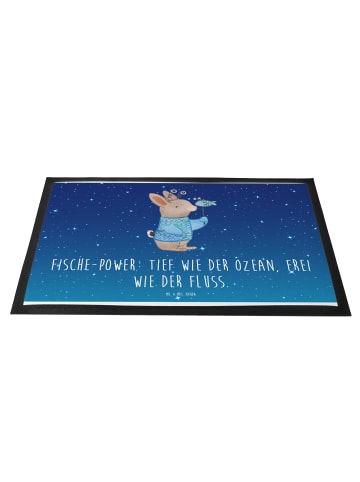 Mr. & Mrs. Panda Schmutzfangmatte Fische Astrologie mit Spruch in Sternenhimmel Blau