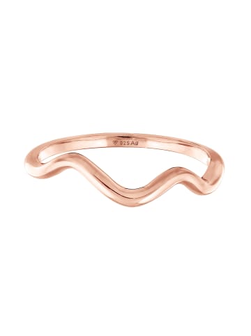 Elli Ring 925 Sterling Silber Geo, Wellen in Rosegold