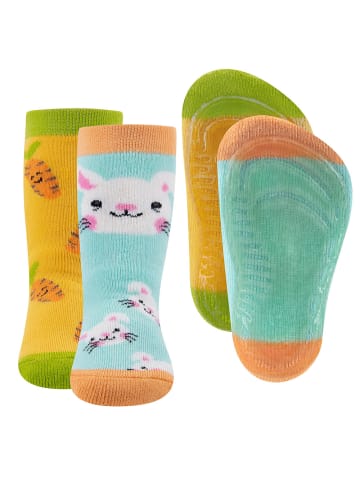 ewers 2er-Set Stoppersocken 2er-Set Hase/Karotten in dkl.pfirsich/gold