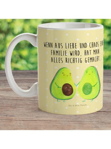 Mr. & Mrs. Panda Plastikbecher Avocado Pärchen mit Spruch in Gelb Pastell