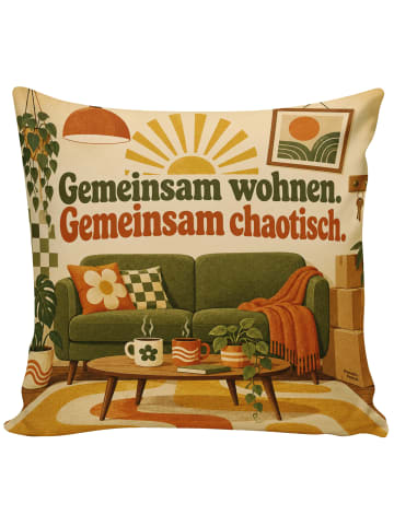 Mr. & Mrs. Panda Kissen Wohnung retro Design mit Spruch in Weiß