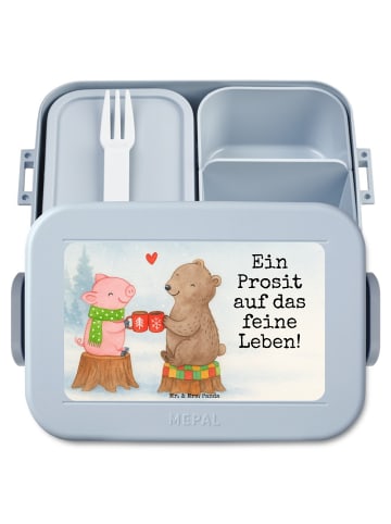 Mr. & Mrs. Panda Brotdose Glühschwein Sause Design mit Spruch in Blau Pastell