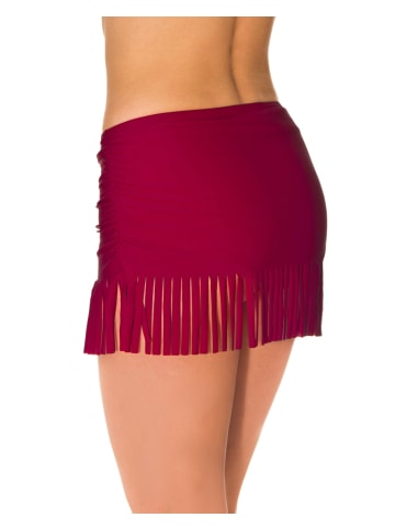 Aquarti Aquarti Damen Bikinihose mit Rock Seitliche Raffung in dunkelrot
