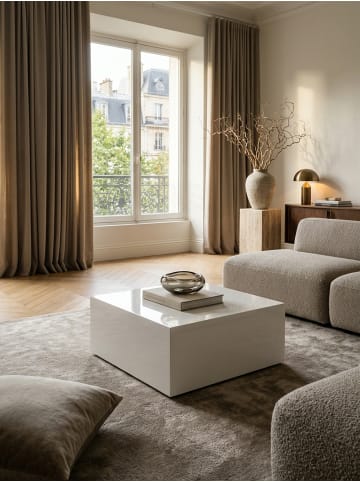 KADIMA DESIGN Couchtisch MONOBLOC 60 x 60 x 30 cm Hochglanz MDF lackiert in Weiß