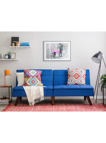 Beliani 3-Sitzer Sofa RONNE in Blau/Braun - (W) 180 x (H) 76 x (L) 95 cm