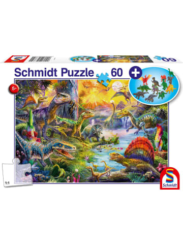 Schmidt Spiele Dinosaurier. Puzzle 60 Teile, mit Add-on (Dinosaurier-Figuren-Set) |...